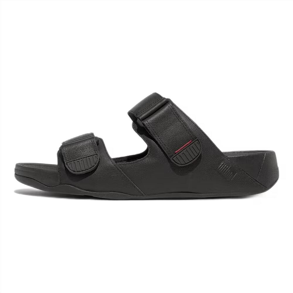 NEW FITFLOP men's gogh moc adjustable strap slide sandal in black